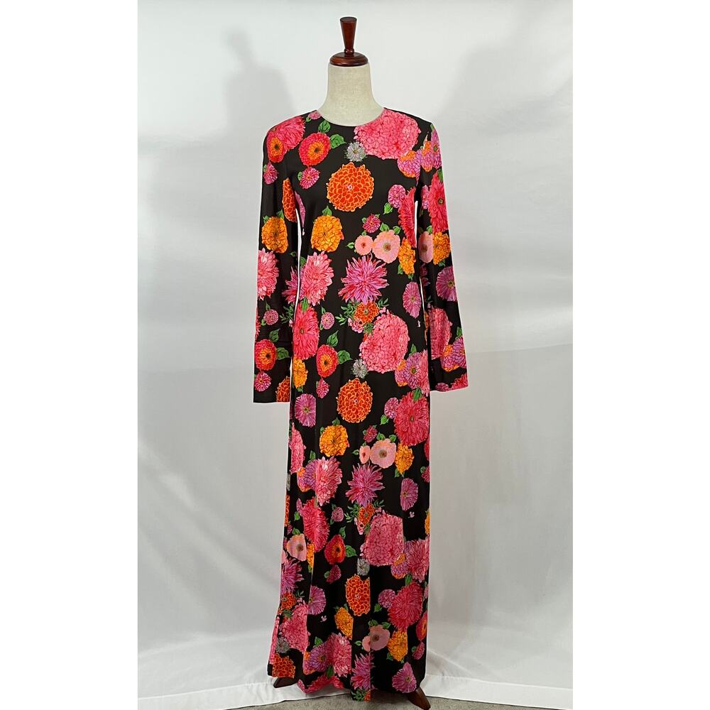 LA DOUBLEJ Sz S Small Long Sleeve Swing Dress Floral Viscose Jersey - Picture 3 of 11